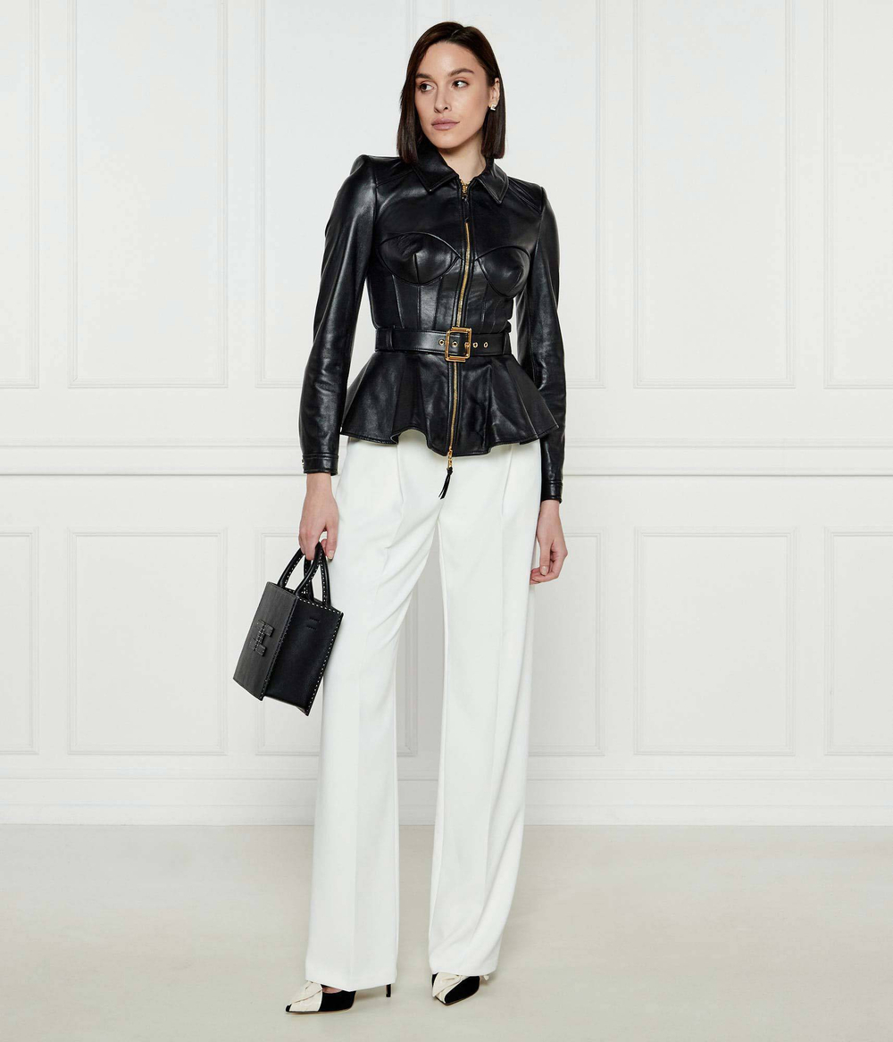 Кожаная куртка Elisabetta Franchi - черный(GD46Z51E2)