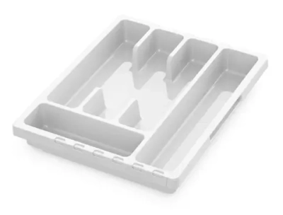 Лоток для столовых приборов раздвижной «Смарт» белый С424БЕЛ