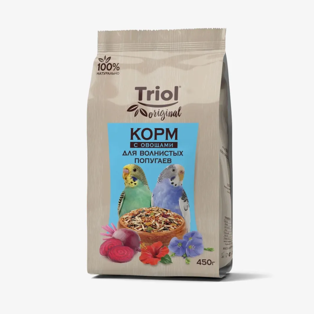 Корм Triol для волнистых попугаев с овощами 450 гр