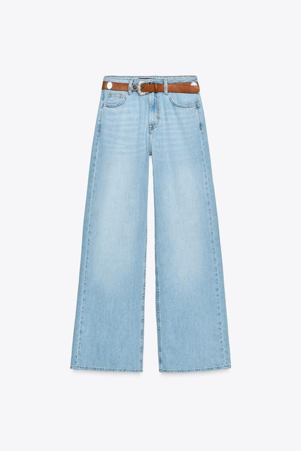 ZARA ДЖИНСЫ Z1975 STRAIGHT С ВЫСОКОЙ ПОСАДКОЙ И ПОЛНОЙ ДЛИНОЙ, ВЫЦВЕТШИЙ СИНИЙ