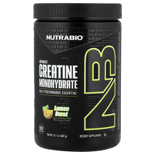 NutraBio, микронизированный моногидрат креатина, со вкусом лимона, 402 г (14,1 унции)