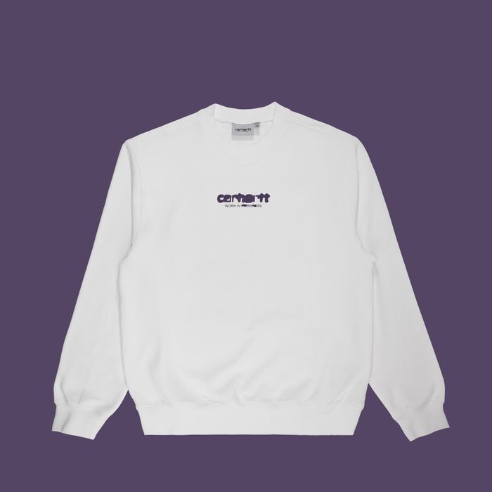 Толстовка мужская Carhartt WIP Ink Bleed Sweatshirt артикул:I032866_white_tyrian - купить в магазине Дайс