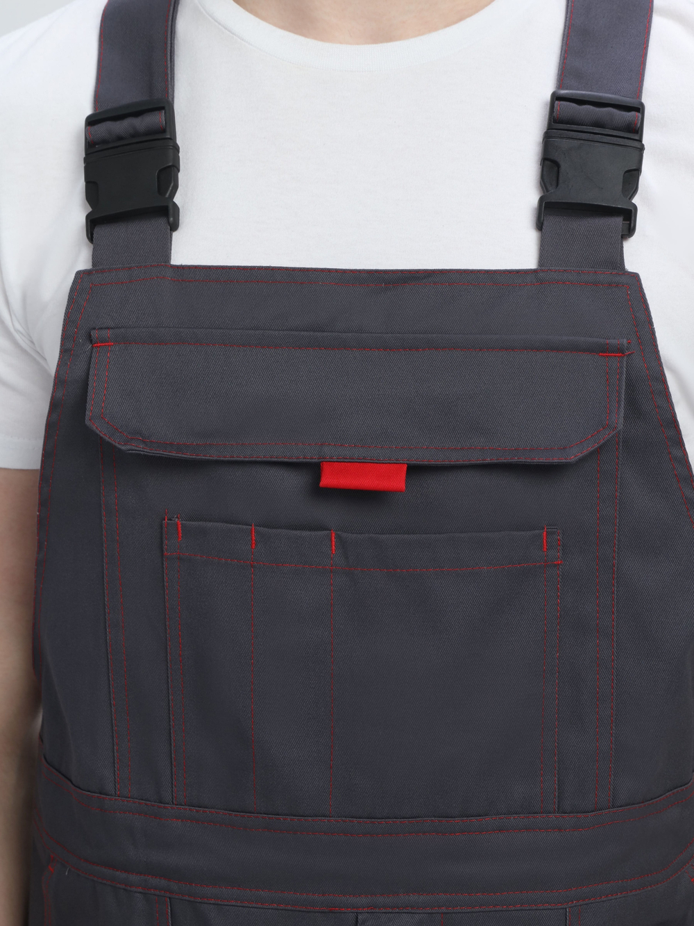 Костюм Строй-2 CH МВО (тк.Смесовая,280) п/к, т.серый/красный/черный