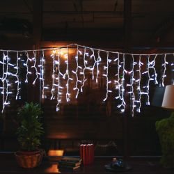 ULD-B3010-200-TWK WHITE IP67 Бахрома светодиодная с эффектом мерцания. 3м. Соединяемая. 200 светодиодов. Белый свет. Провод белый. TM Uniel.