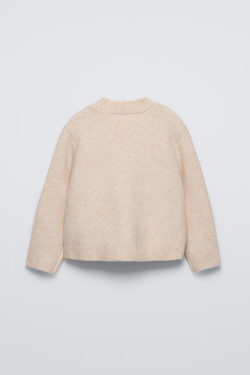ZARA ОДНОТОННЫЙ КАРДИГАН, СВЕТЛО-БЕЖЕВЫЙ