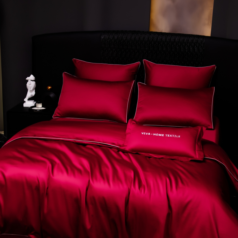 КПБ Однотонный Сатин Премиум на резинке OCPR013, Евро, 4 наволочки, простынь 140*200*30