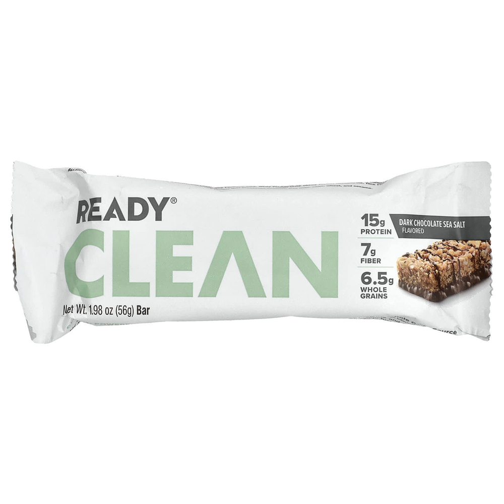 Ready, Clean Protein Bar, темный шоколад с морской солью, 12 батончиков, 56 г (1,98 унции)