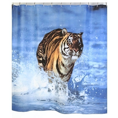Штора для ванной комнаты Фотопринт 180*200 "ТИГР" с кольцами 2427
