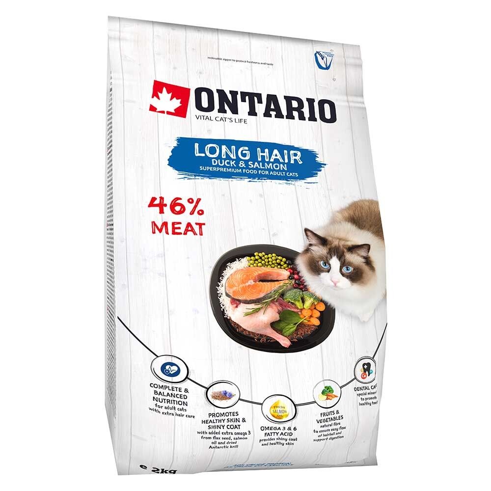 Ontario корм для кошек длинношерстных с уткой и лососем (Longhair)