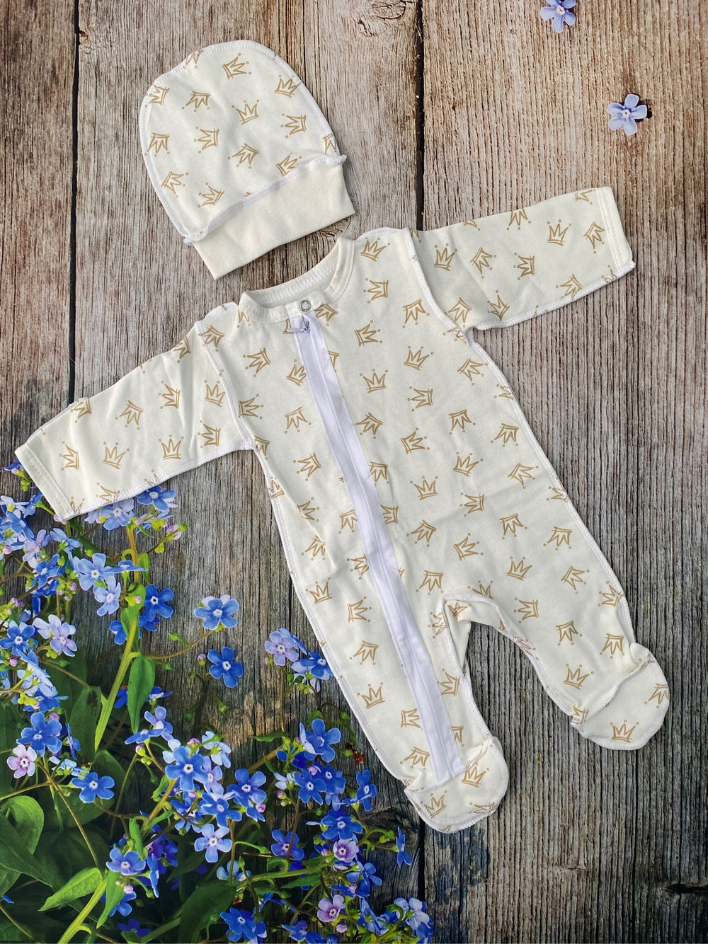 Комплект на выписку 6-ти предметный "Р-Р" (одеяло, комбинез, слип, шапочка, пояс, чепчик)  (Цвет: Хаки)