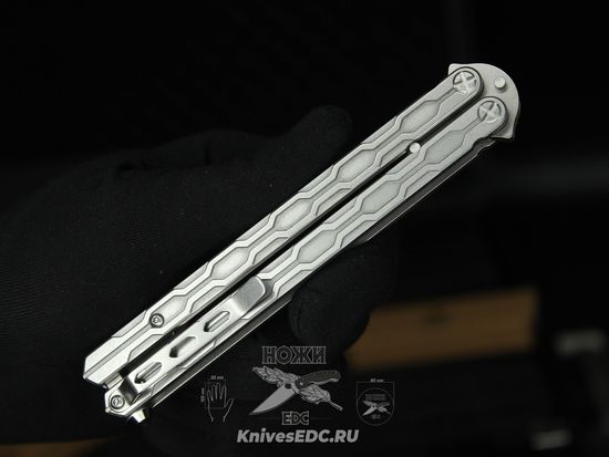 Складной нож бабочка REPTILIAN "Плазма-01" c клинком из стали D2, рукоять титан