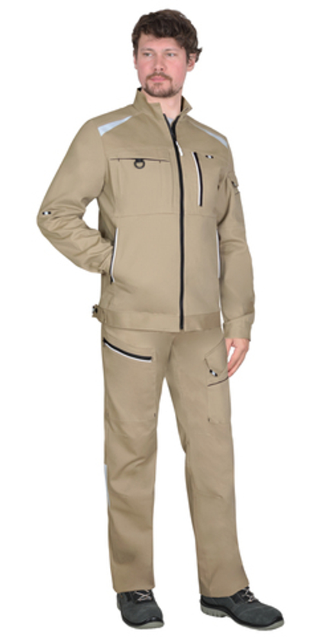 Куртка СИРИУС-ДЕКСТЕР песочная с черной отделкой, тк. стрейч с ВО