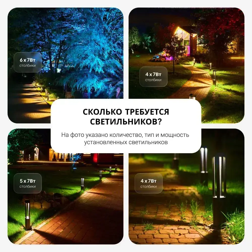 Светильник-столбик для дорожек и тропинок, 7Вт со стойкой основанием, 12-32В, 60см, Pro-Expert Hugge