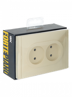 FORTE&PIANO Розетка 2-местная без заземления с защитными шторками безвинтовое крепление 10А FP425 ваниль IEK