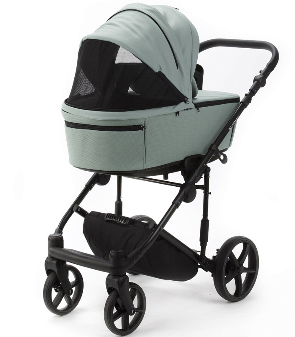 Детская коляска Adamex Zico Deluxe New 2 в 1 ZN-SA20 (СЕРО-ЗЕЛЕНАЯ КОЖА)
