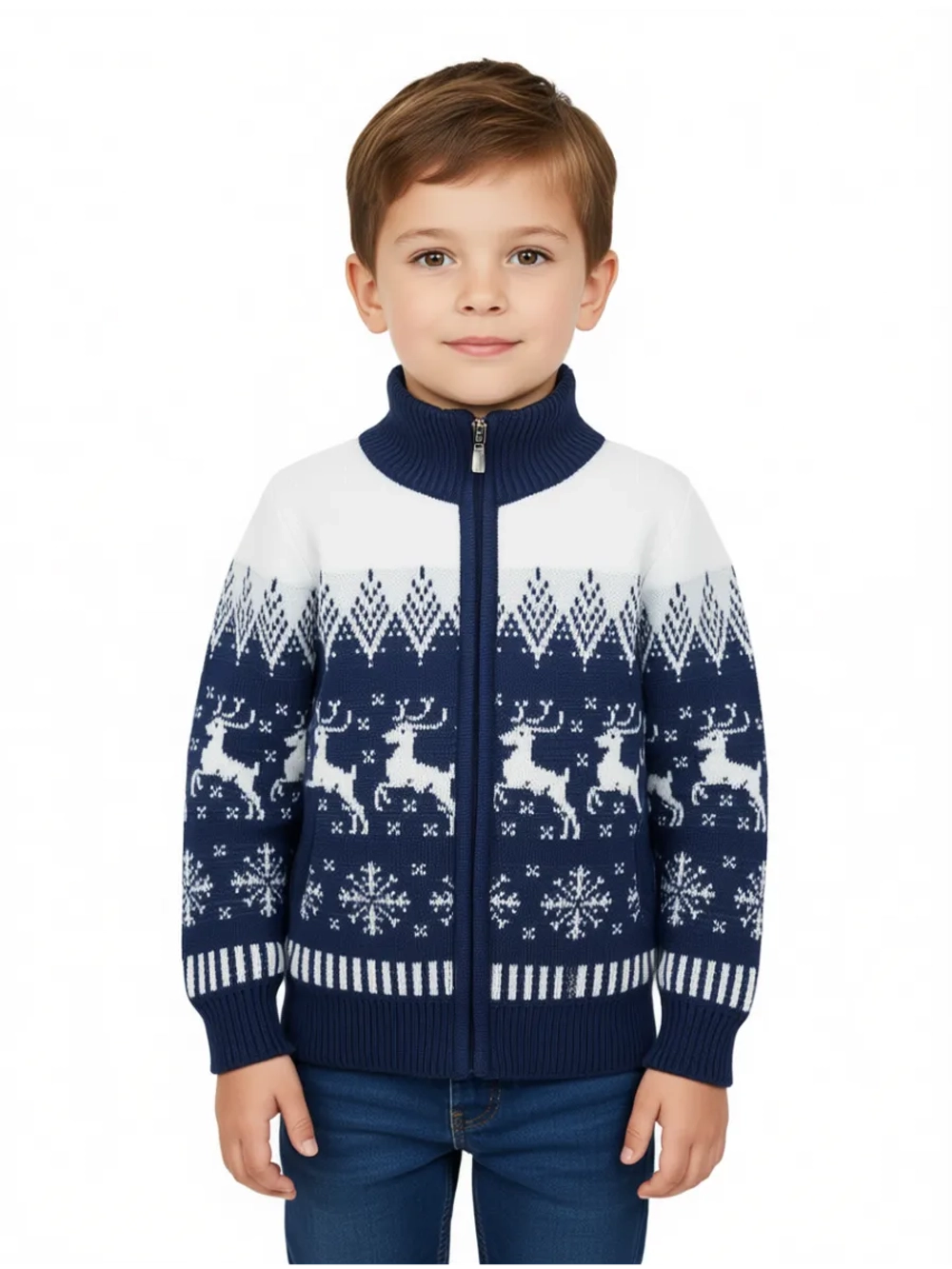 Кофта вязаная на молнии с карманами "Арктика"