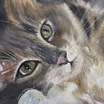 Картина авторская акварельная в паспарту 30х40 см на стену для интерьера "Кисюня"