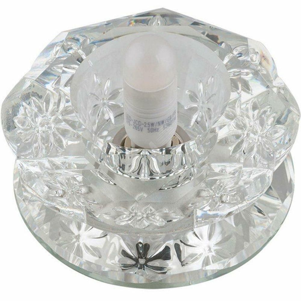 DLS-F111 G9 GLASSY/CLEAR Светильник декоративный встраиваемый ТМ Fametto, серия Fiore. Без лампы, цоколь G9. Основание стекло, цвет зеркальный. От