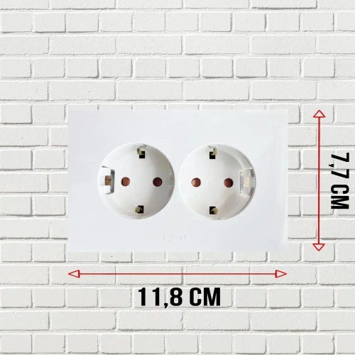 Розетка двойная Legrand Anam с заземлением горизонтальная, в сборе
