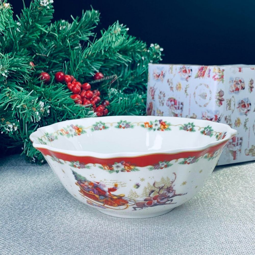 Lenardi 205-308 Салатник 18x4.5см НОВЫЙ ГОД в под.уп.(х36)Фарфор