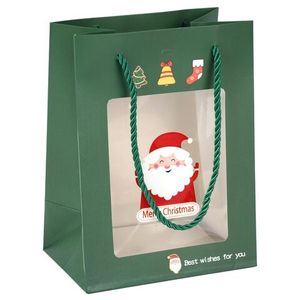 Пакет бумажный Казахстан 20*15*10 см картон.Зеленый с окном 1 шт 12 шт /упак