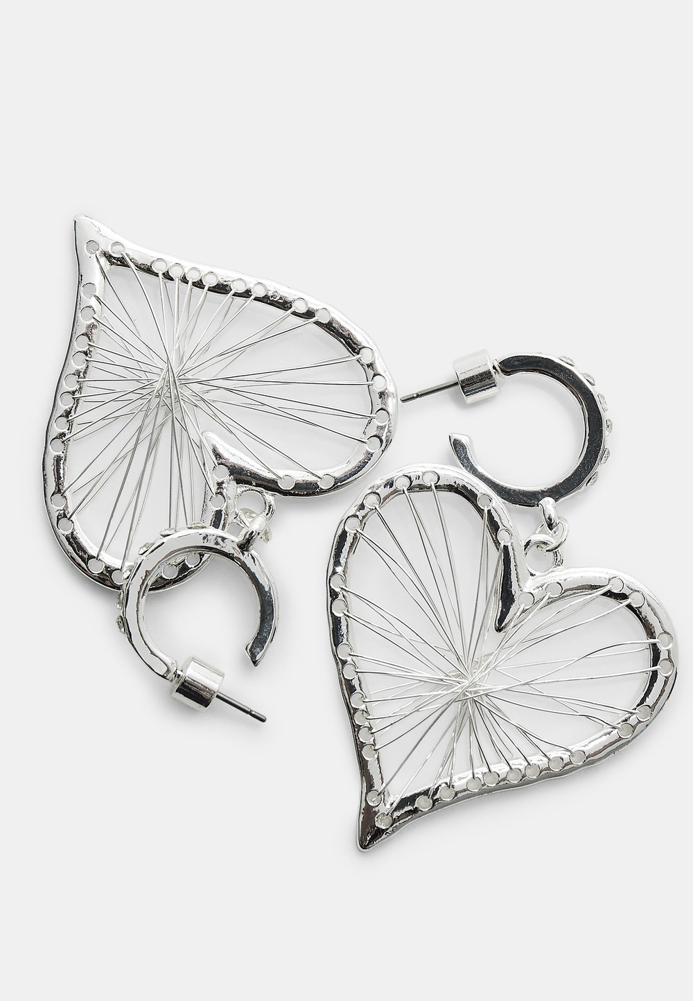 STRADIVARIUS Металлические серьги-сердечки, серый