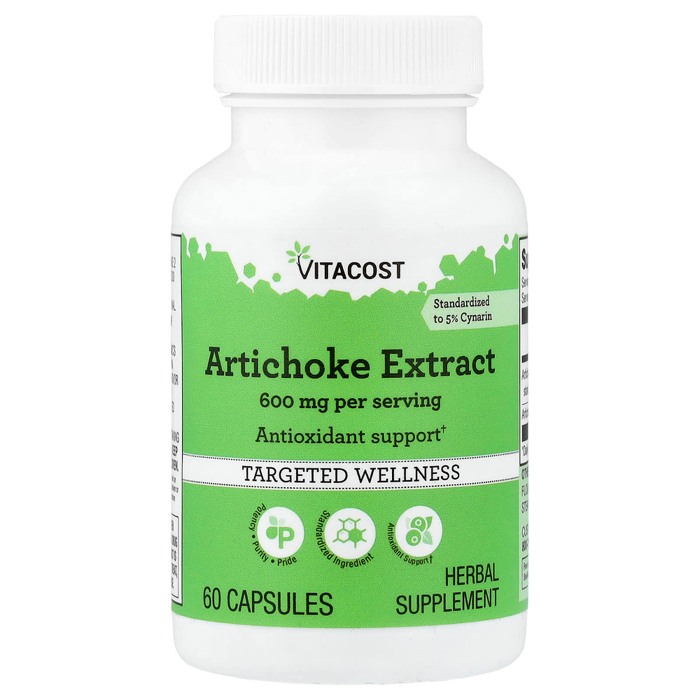 Vitacost, экстракт артишока, 60 капсул (300 мг в 1 капсуле)