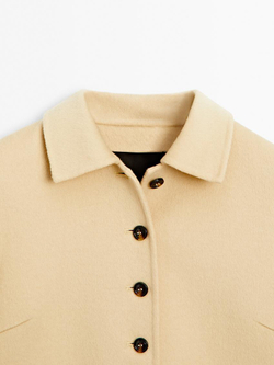 Massimo Dutti Короткое пальто из смесовой шерсти, светло-бежевый