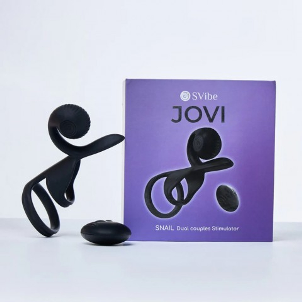 Стимулятор для пар в виде эрекционного кольца SVibe Snail JOVI черный