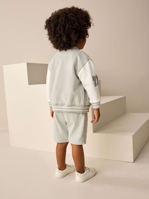 Бомбер и шорты в комплекте для мальчика Next E99-879, Светло-серый