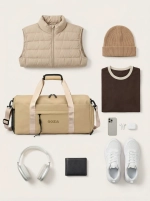 Сумка спортивная QOZA Limited Edition, бежевая, 21 л