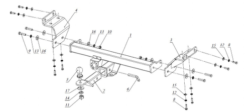 Фаркоп под квадрат для KIA Sportage 4, 2016-2018, Бизон.FA 0994-E