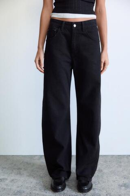 ZARA ДЖИНСЫ TRF С ВЫСОКОЙ ПОСАДКОЙ, ЧЕРНЫЙ