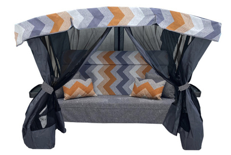 Качели садовые Garden Story 3-х местные Ранго Премиум Руна(каркас графит, м/э серый рис.зигзаг)2 уп.