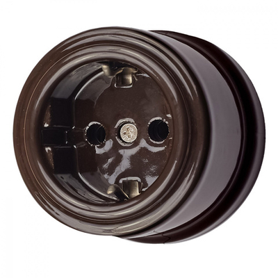 Розетка с З.К., керамика, цвет коричневый B1-101-02