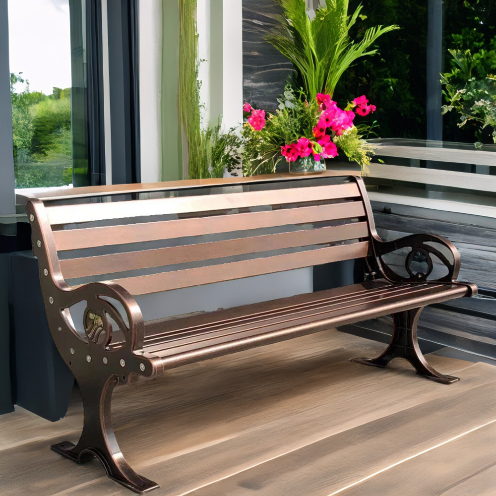 Скамейка садовая уличная из литого алюминия БЕРЛИН-200 «BERLIN-200» 200х58х74 см бронза