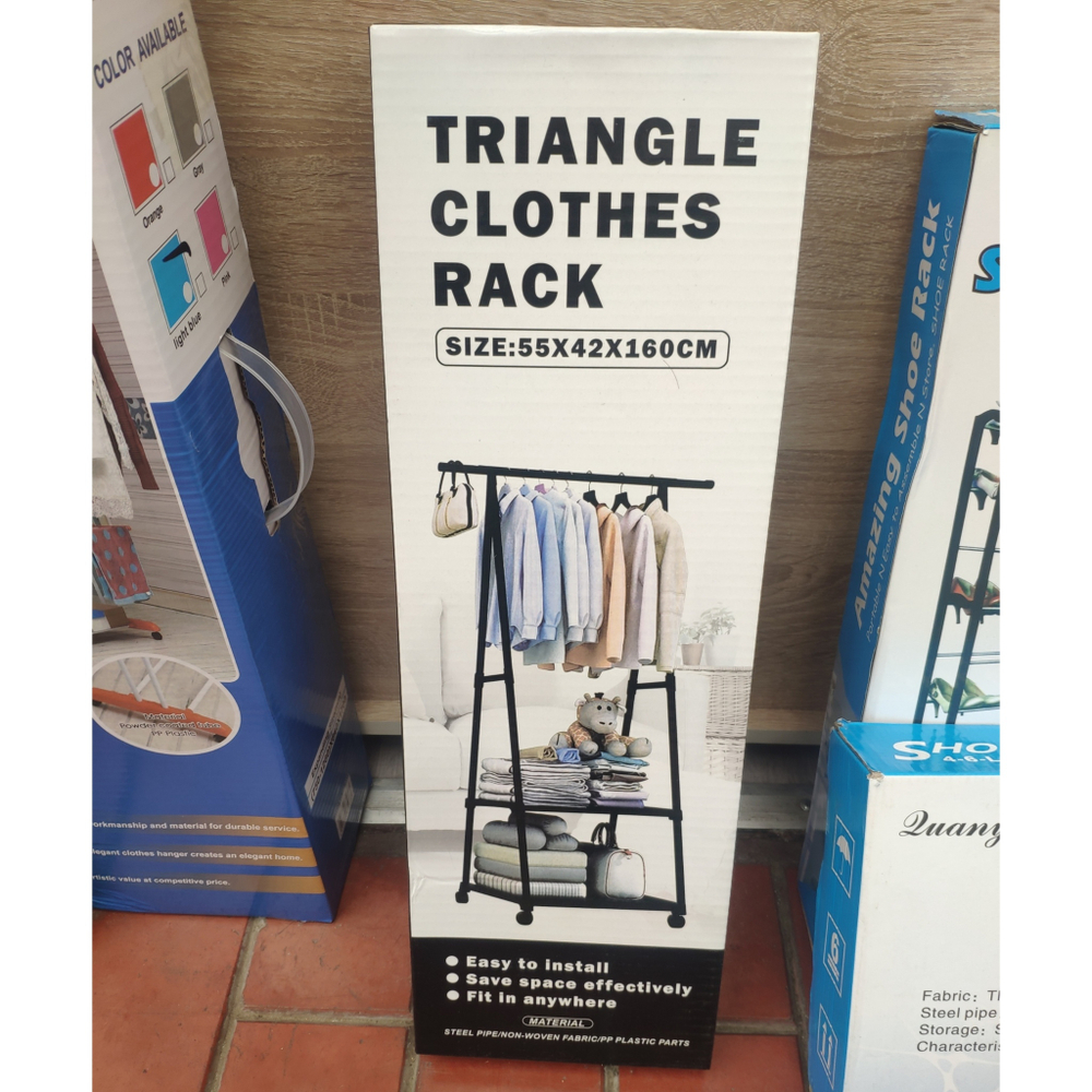 Напольная передвижная вешалка, треугольная стойка для одежды "Triangle Clothes Rack" 55х42х160см
