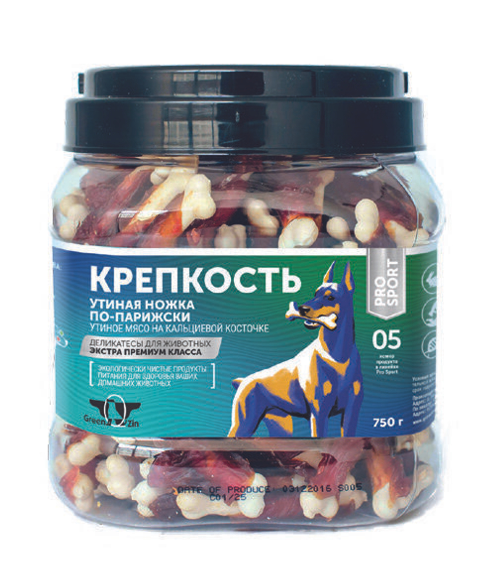 Лакомство для собак "Грин Кьюзин" GREEN QZIN КРЕПКОСТЬ (Кальцевая косточка с уткой) 750гр