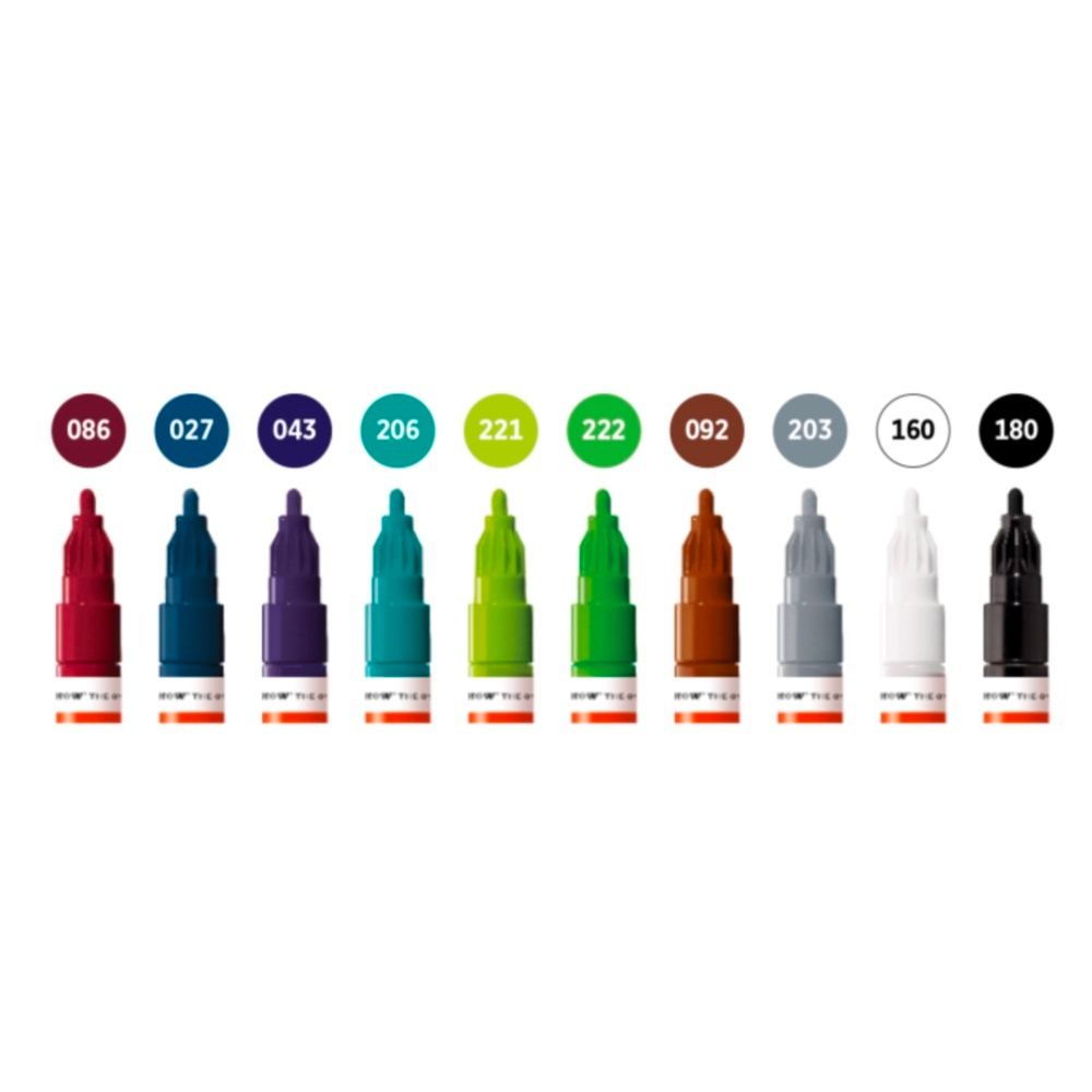 Набор маркеров Molotow ONE4ALL 127HS - 10шт Basic-Set 2 (2мм)