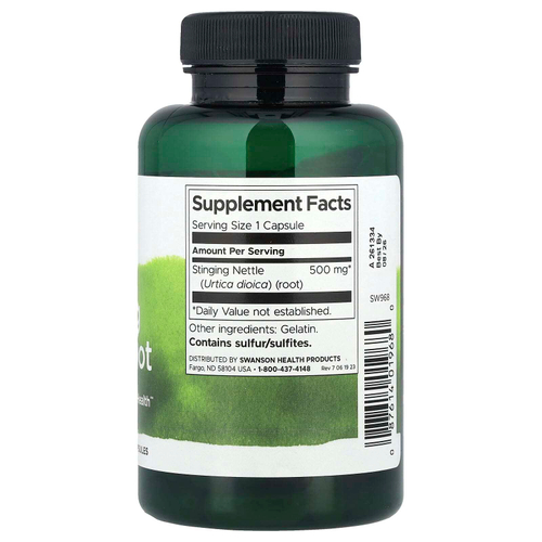 Swanson, Корень крапивы двудомной, 500 мг, 100 капсул