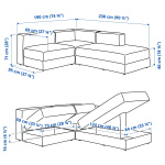 Диван угловой - IKEA JÄTTEBO/JATTEBO, 71x65x190/230см, серый, ЙЕТТЕБО ИКЕА