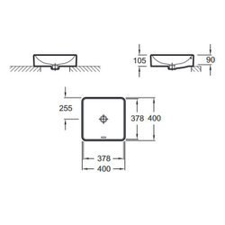 Раковина накладная Jacob Delafon Vox 40х40см. EVG102-00 без отверстия для смесителя схема