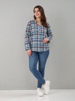 Блузка БЛ-22/клеткасерый-индигокрасный