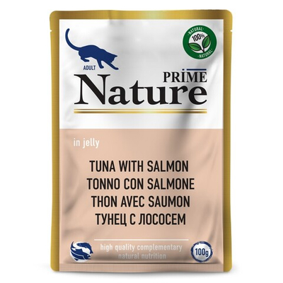 Prime Nature 100 г - консервы (пакетик) для кошек с тунцом и лососем (желе)