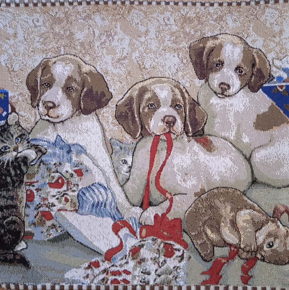 Декоративный гобеленовый чехол для интерьерной подушки Собачки 1 38*38