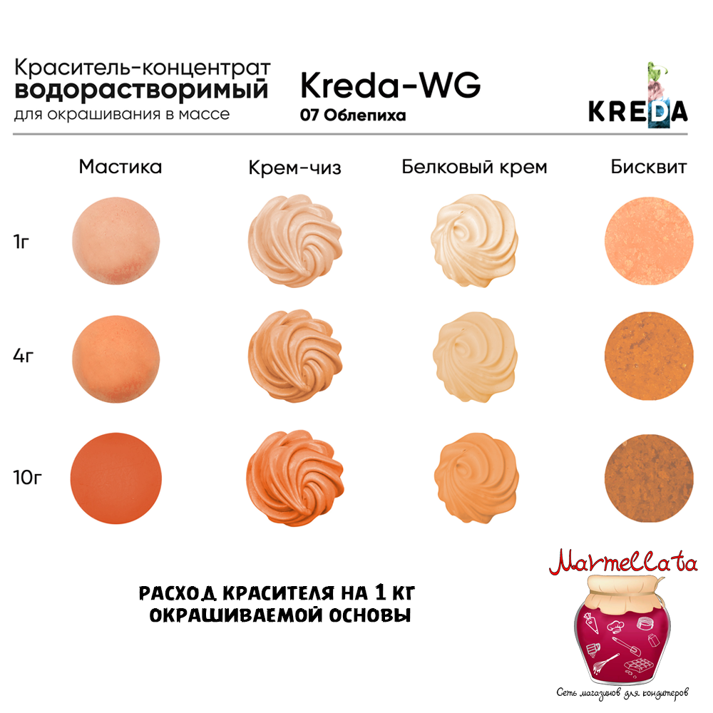 Краситель водор-ый пищевой гелевый "Kreda WG", ОБЛЕПИХА 07 (80 мл.)