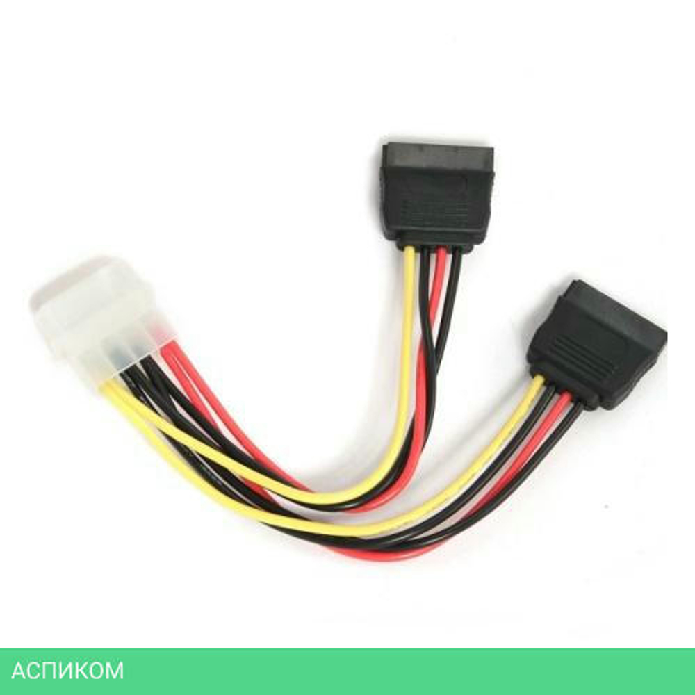 Кабель SATA Cablexpert CC-SATA-PSY P15см, molex 4pin/2x sata15pin, на 2 устр., пакет