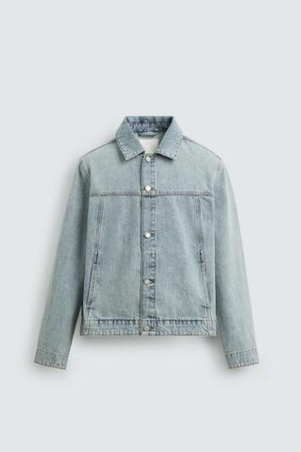 ZARA БАЗОВАЯ ДЖИНСОВАЯ КУРТКА, ГОЛУБОЙ