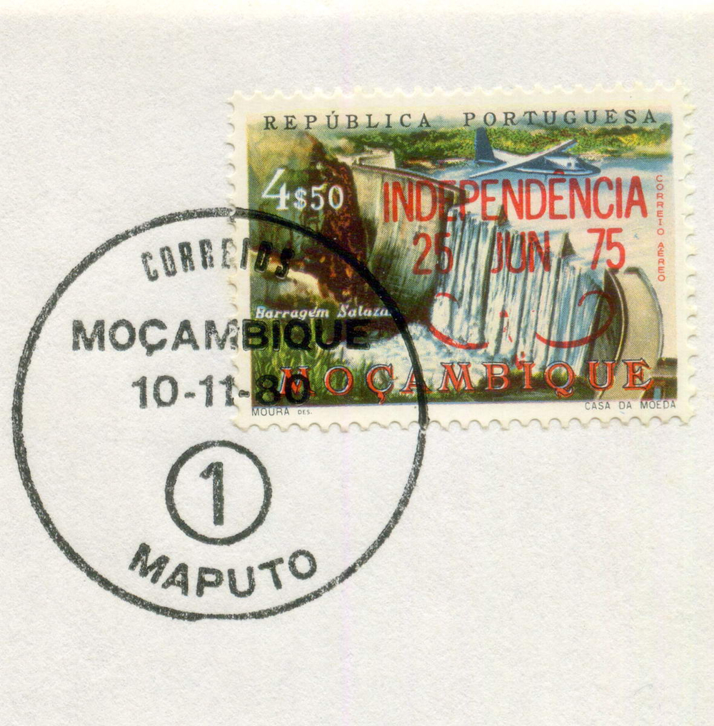 50 сентаво 1980 год. Мозамбик. Конверт с маркой и спецгашением. Серия "Coins of all Nations" (США)