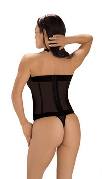 Укороченный корсет с полупрозрачной вставкой на животике (Размер: L) (Цвет: черный)